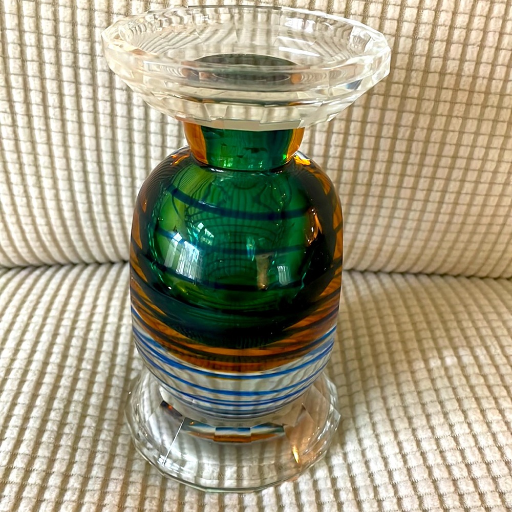 Vintage Fifth Avenue Crystal Pillar Candleholder, Modern Glass Pedesta Art Deco - Picture 4 of 7